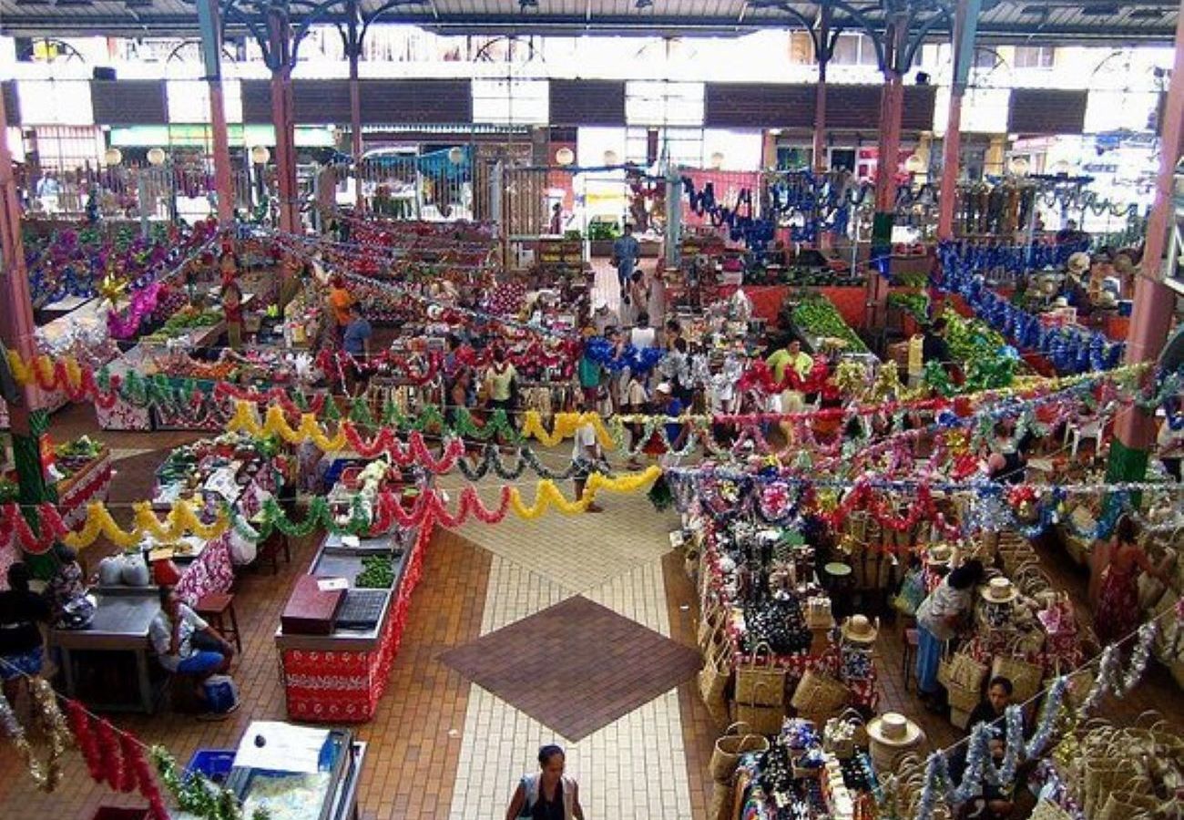 Vista del mercado de Papeete 