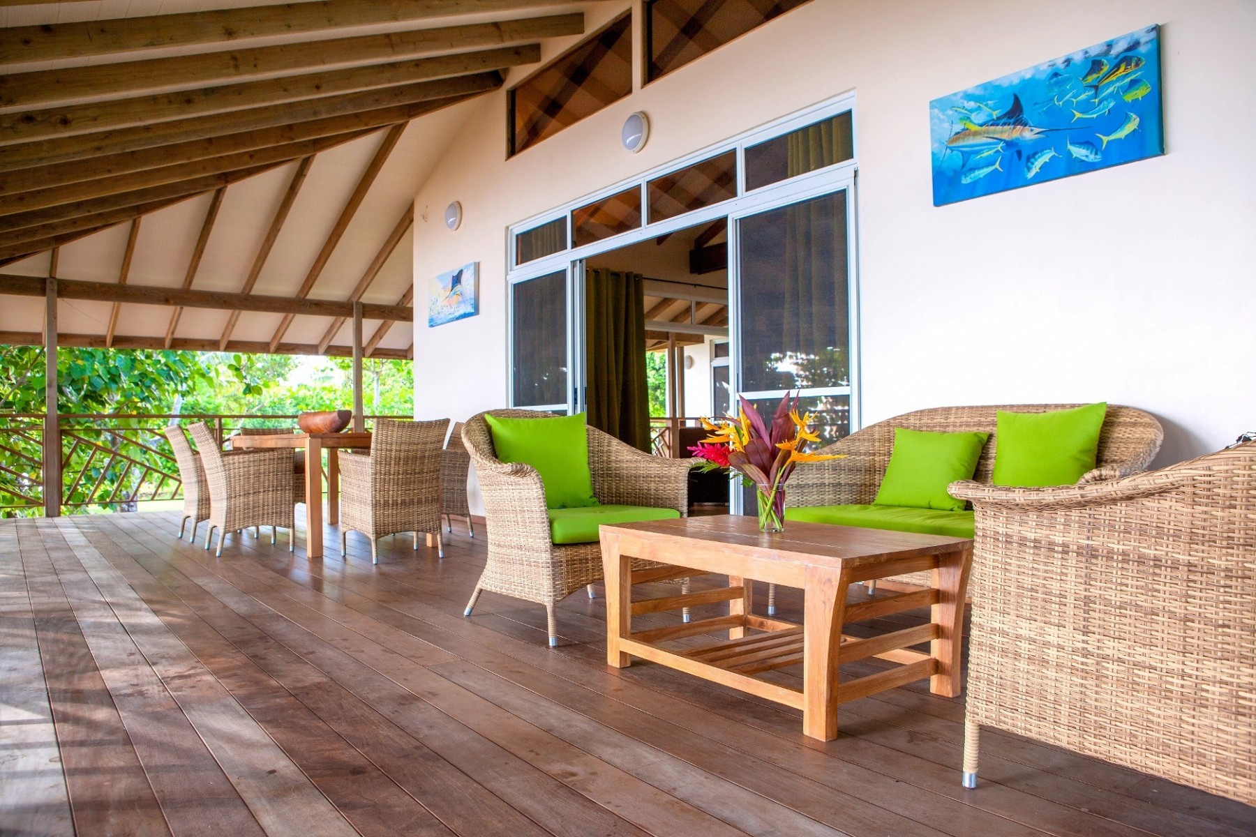 Terrasse, espace détente en plein air, Villa Tehere Dream location de vacances sur l'île de Tahaa