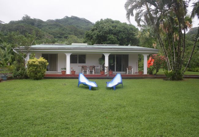 La vue sur la maison et le jardin 