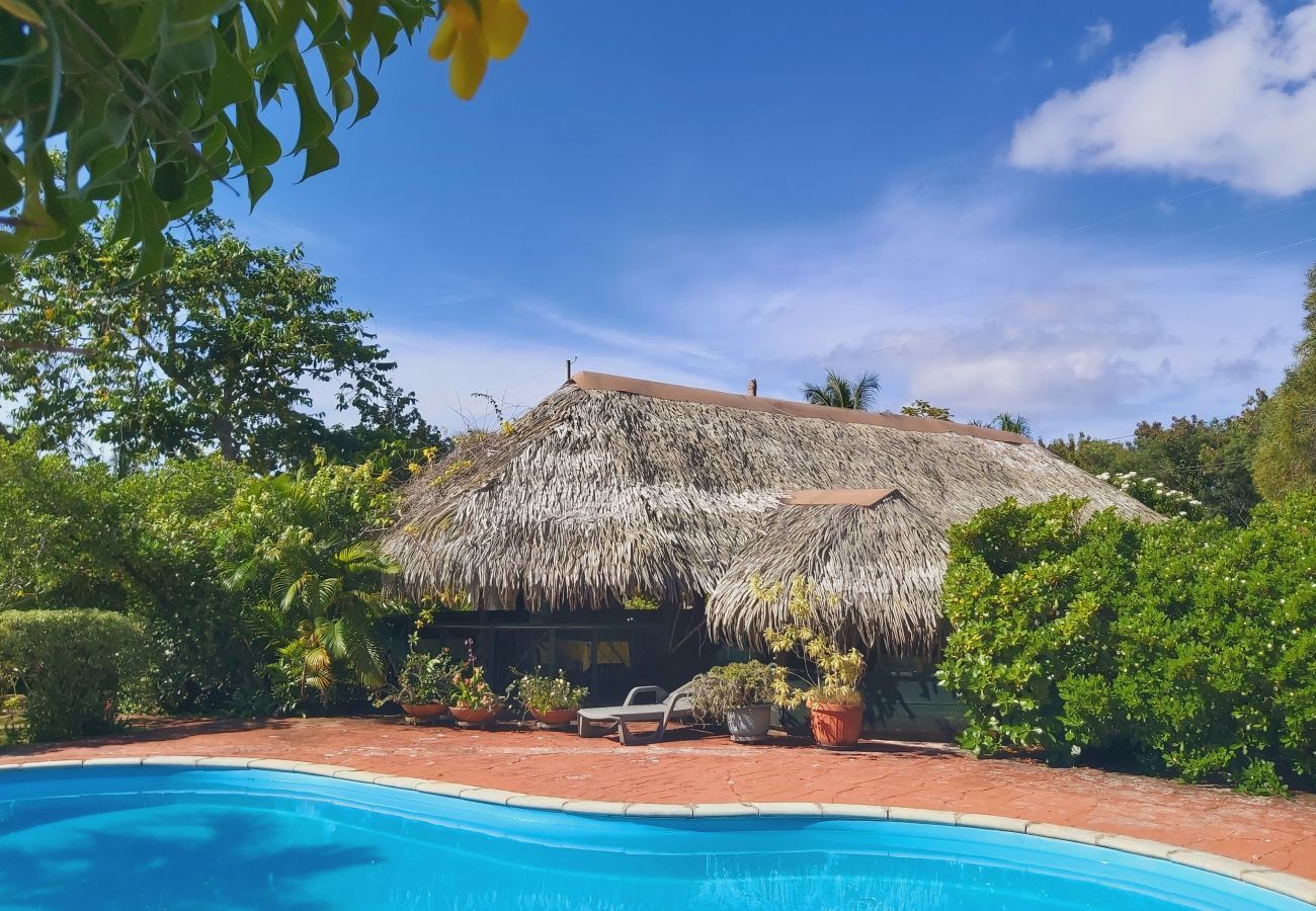 Le restaurant du Lodge vue depuis la piscine
